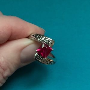 Beautiful Harley-Davidson and garnet class ring